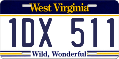 WV license plate 1DX511