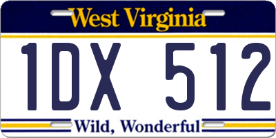 WV license plate 1DX512