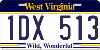 WV license plate 1DX513