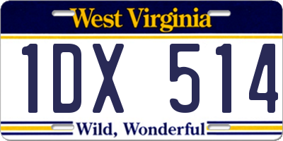 WV license plate 1DX514