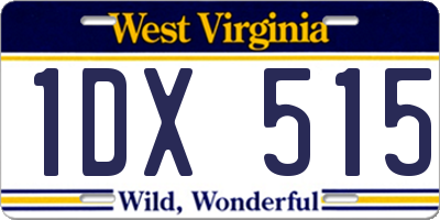 WV license plate 1DX515