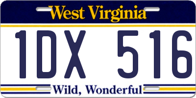 WV license plate 1DX516