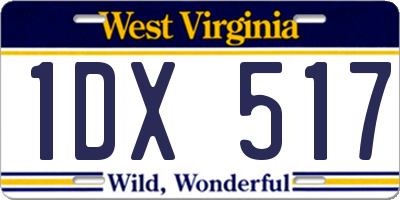 WV license plate 1DX517