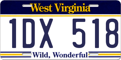 WV license plate 1DX518