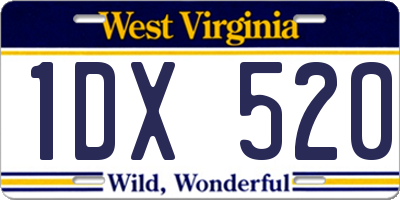 WV license plate 1DX520