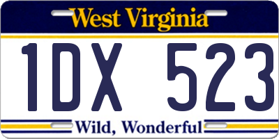 WV license plate 1DX523