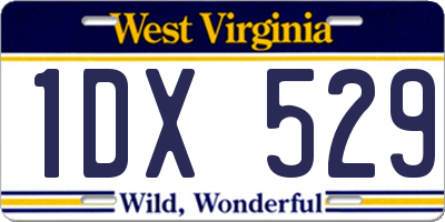 WV license plate 1DX529