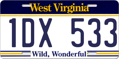 WV license plate 1DX533
