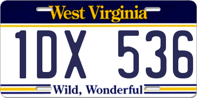 WV license plate 1DX536