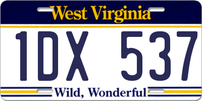 WV license plate 1DX537