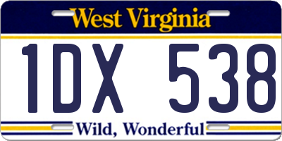 WV license plate 1DX538