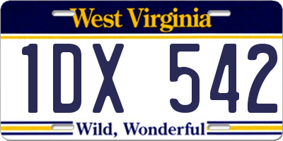 WV license plate 1DX542