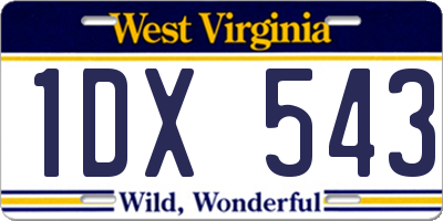 WV license plate 1DX543