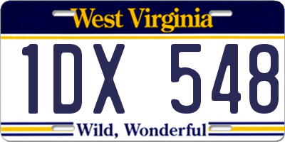 WV license plate 1DX548