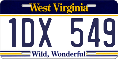 WV license plate 1DX549