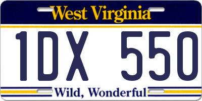 WV license plate 1DX550