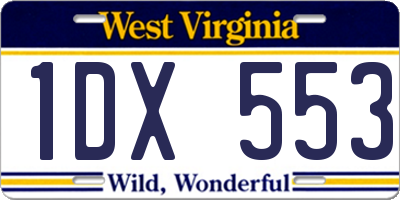 WV license plate 1DX553