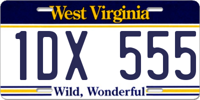 WV license plate 1DX555