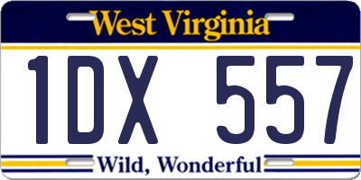 WV license plate 1DX557