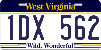 WV license plate 1DX562