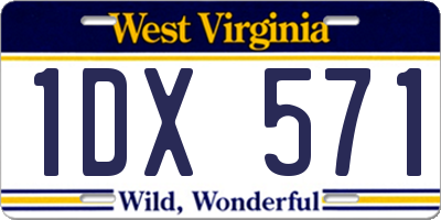 WV license plate 1DX571