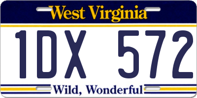 WV license plate 1DX572