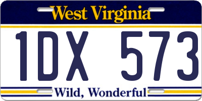 WV license plate 1DX573