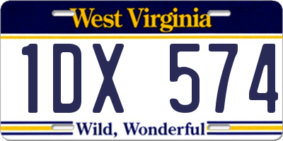 WV license plate 1DX574