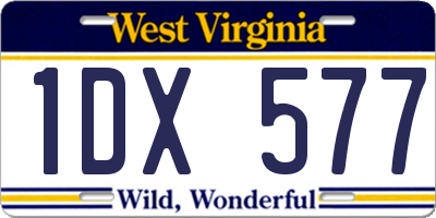 WV license plate 1DX577