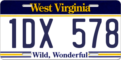 WV license plate 1DX578