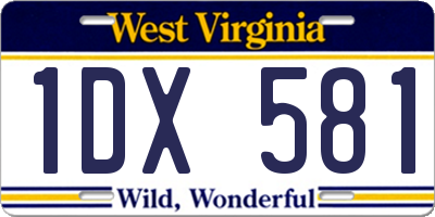 WV license plate 1DX581
