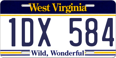 WV license plate 1DX584
