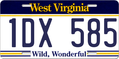 WV license plate 1DX585