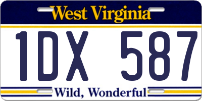 WV license plate 1DX587