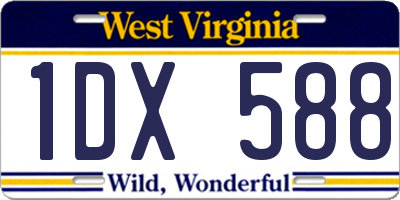 WV license plate 1DX588