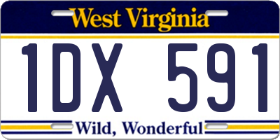 WV license plate 1DX591
