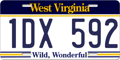 WV license plate 1DX592