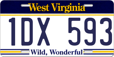 WV license plate 1DX593