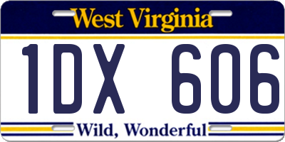 WV license plate 1DX606
