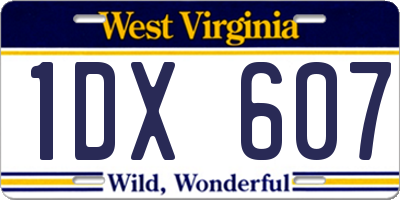 WV license plate 1DX607