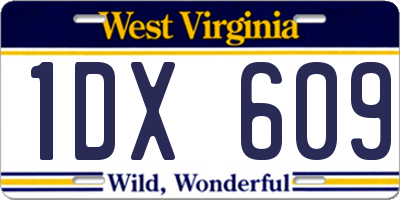 WV license plate 1DX609