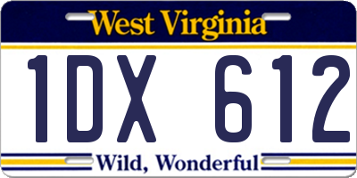 WV license plate 1DX612