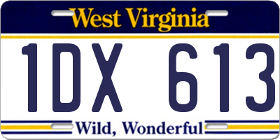 WV license plate 1DX613
