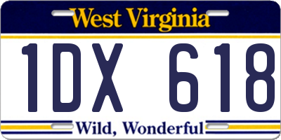 WV license plate 1DX618