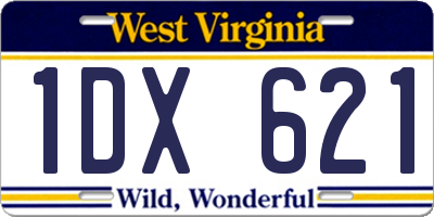 WV license plate 1DX621