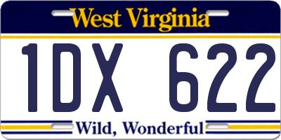 WV license plate 1DX622