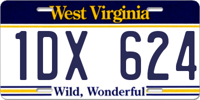 WV license plate 1DX624