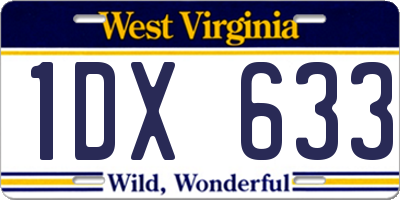 WV license plate 1DX633