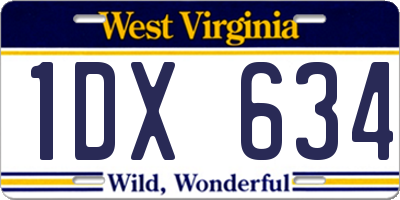 WV license plate 1DX634