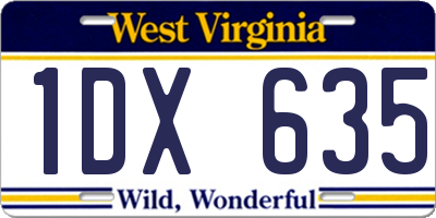 WV license plate 1DX635